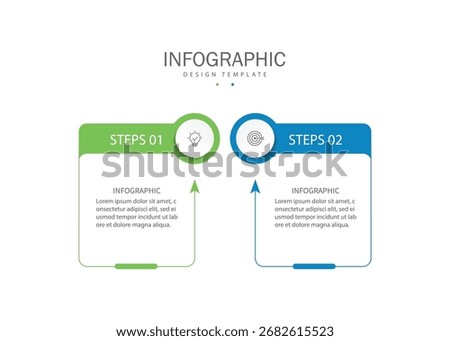 Vector infographic label template with icons. 2 options or steps. Infographics for business concept.