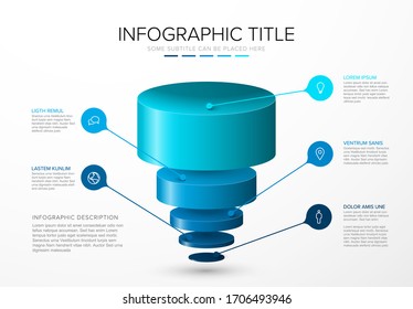 Vector Infographic layers template - blue funnel