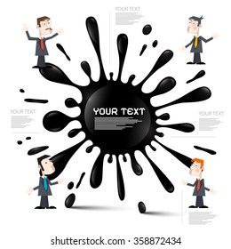 Vector Infographic Layout with Blot - Splash and Businessmen or Teachers on White Background 