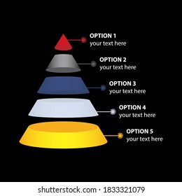 Vector Infographic of Marketing Pyramid, isolated on black background