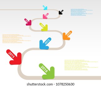 Vector infographic milestones timeline template with pointers