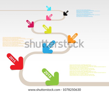 Vector infographic milestones timeline template with pointers