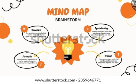 Vector infographic for mind map visualization template with colorful circles and several icons