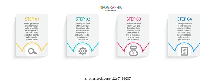 Vector Infographic modern graphic template with icons and 4 options.Creative concept for business data visualization can be used for banner, process, layout.