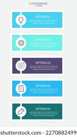 Vector Infographic modern graphic template with icons and 5 options.Creative concept for business data visualization can be used for banner, process, layout.