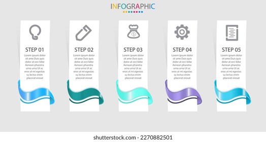 Vector Infographic modern graphic template with icons and 5 options.Creative concept for business data visualization can be used for banner, process, layout.