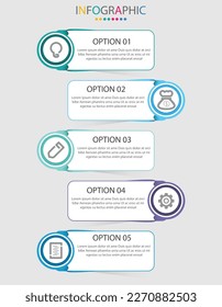 Vector Infographic modern graphic template with icons and 5 options.Creative concept for business data visualization can be used for banner, process, layout.