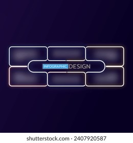 Diseño de luz neón con 6 opciones, pasos o procesos.