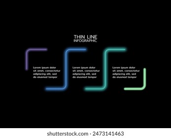 Vector infographic Neon light design with label options, steps, or processes.