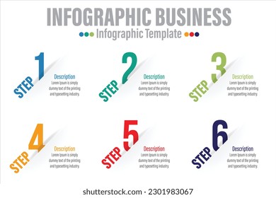 Vector infographic number design with 6 options or 6 steps. infographics for business concept. Business circle template with options for brochure, diagram, workflow, timeline, web design. mulit-colour