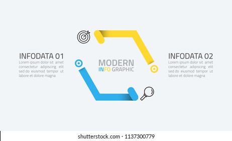 Vector infographic number options template, arrows. Business concept with 2 step, option or process. Can be used for workflow layout, diagram, banner, web design.