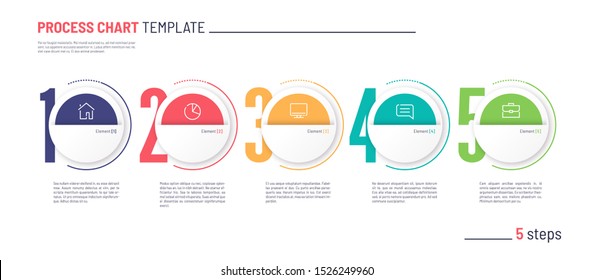 Vector infographic numbered process chart template. Five steps.