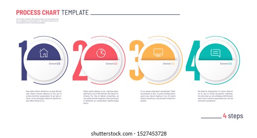 Vector infographic numbered process chart template. Four steps.
