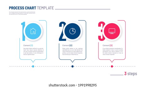 Vector infographic numbered process chart template. Three steps.