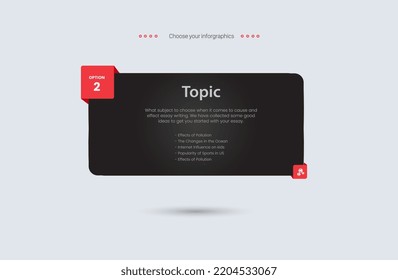 A Vector infographic options design, black and red infographic level pricing banner templates, An infographic templates for option, part, step.