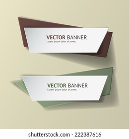 Vector infographic origami banners set. Vintage colors