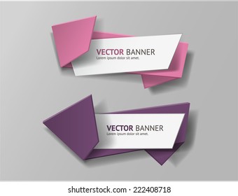 Vector infographic origami banners set. Vintage colors