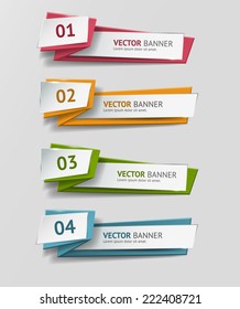 Vector infographic origami banners set.