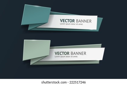 Vector infographic origami banners set. Vintage colors