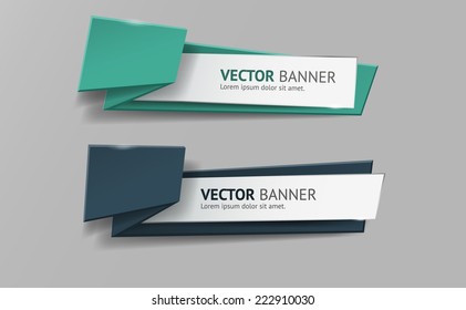 Vector infographic origami banners set. Vintage colors