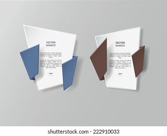 Vector infographic origami banners set. Vintage colors