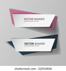 Vector infographic origami banners set. Vintage colors