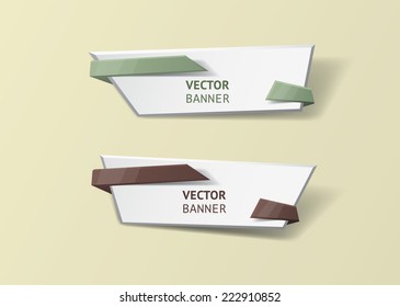 Vector infographic origami banners set. Vintage colors