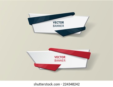 Vector infographic origami banners set. Vintage colors