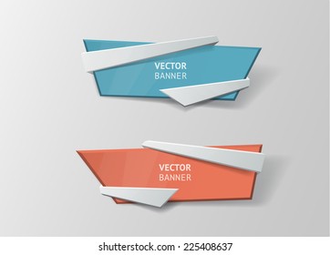Vector infographic origami banners set. Vintage colors