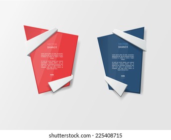 Vector infographic origami banners set. Vintage colors