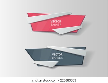 Vector infographic origami banners set. Vintage colors
