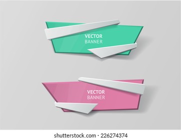 Vector infographic origami banners set. Pastel colors