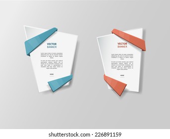 Vector infographic origami banners set. Bright colors