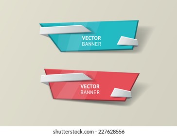 Vector infographic origami banners set. Bright colors