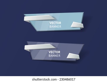 Vector infographic origami banners set. Pastel colors