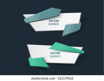 Vector infographic origami banners set. Vintage colors
