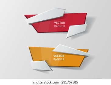 Vector infographic origami banners set. Bright colors