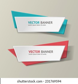 Vector infographic origami banners set. Bright colors