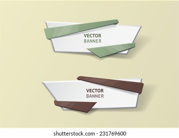 Vector infographic origami banners set. Vintage colors