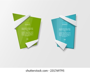 Vector infographic origami banners set. Bright colors