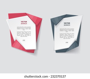 Vector infographic origami banners set. Vintage colors