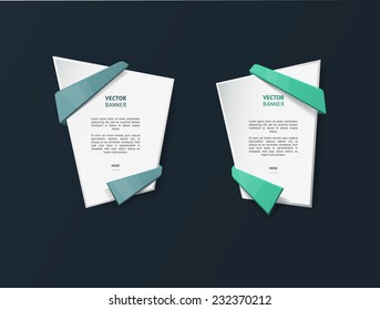 Vector infographic origami banners set. Vintage colors