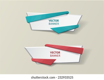 Vector infographic origami banners set. Bright colors