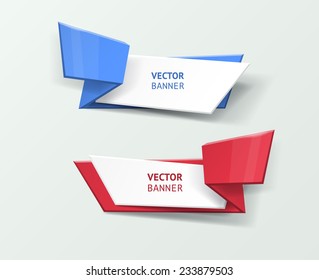 Vector infographic origami banners set. Bright colors