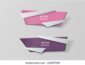Vector infographic origami banners set. Vintage colors