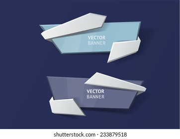 Vector infographic origami banners set. Pastel colors