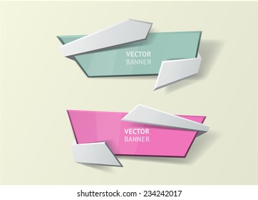 Vector infographic origami banners set. Pastel colors