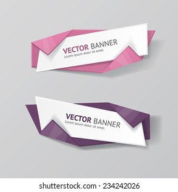 Vector infographic origami banners set. Vintage colors