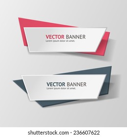 Vector infographic origami banners set. Vintage colors