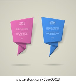 Vector infographic origami banners set. Bright colors